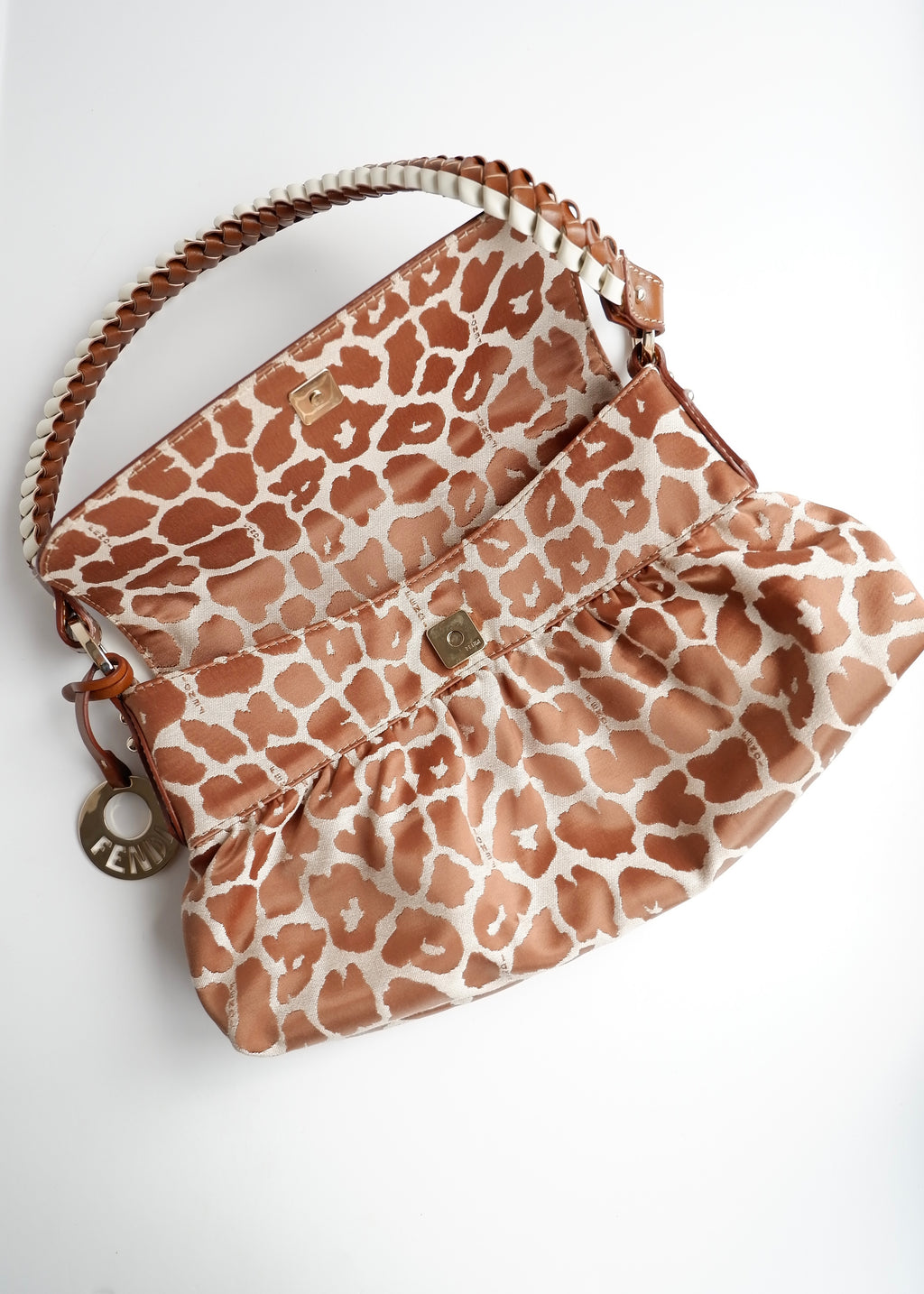 Authentic Preowned Fendi Brown Leopard Fabric Chef Shoulder Bag