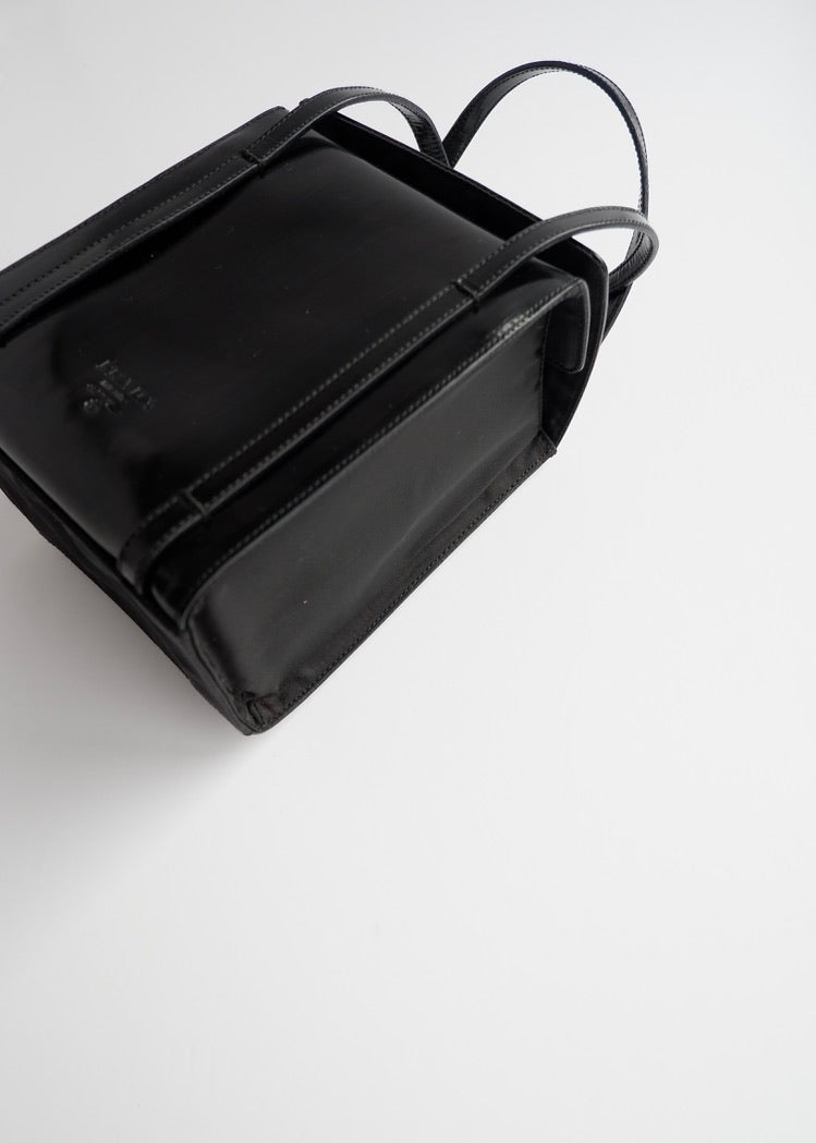 Authentic Preowned Prada Black Patent Leather/Nylon Top Handle Bag