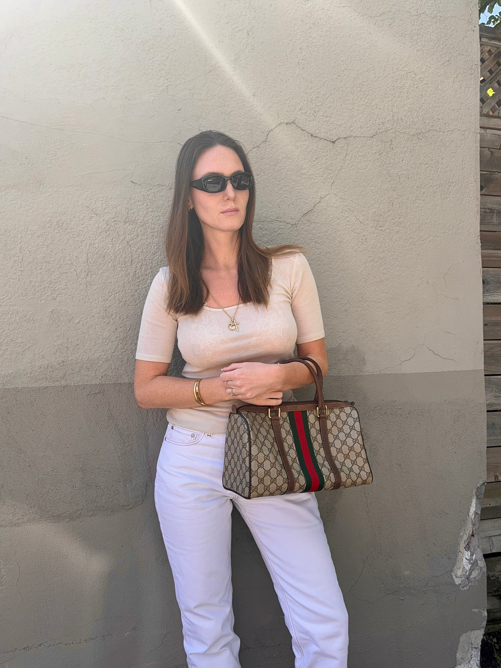 Authentic Preowned Vintage Gucci GG Supreme Boston Bag