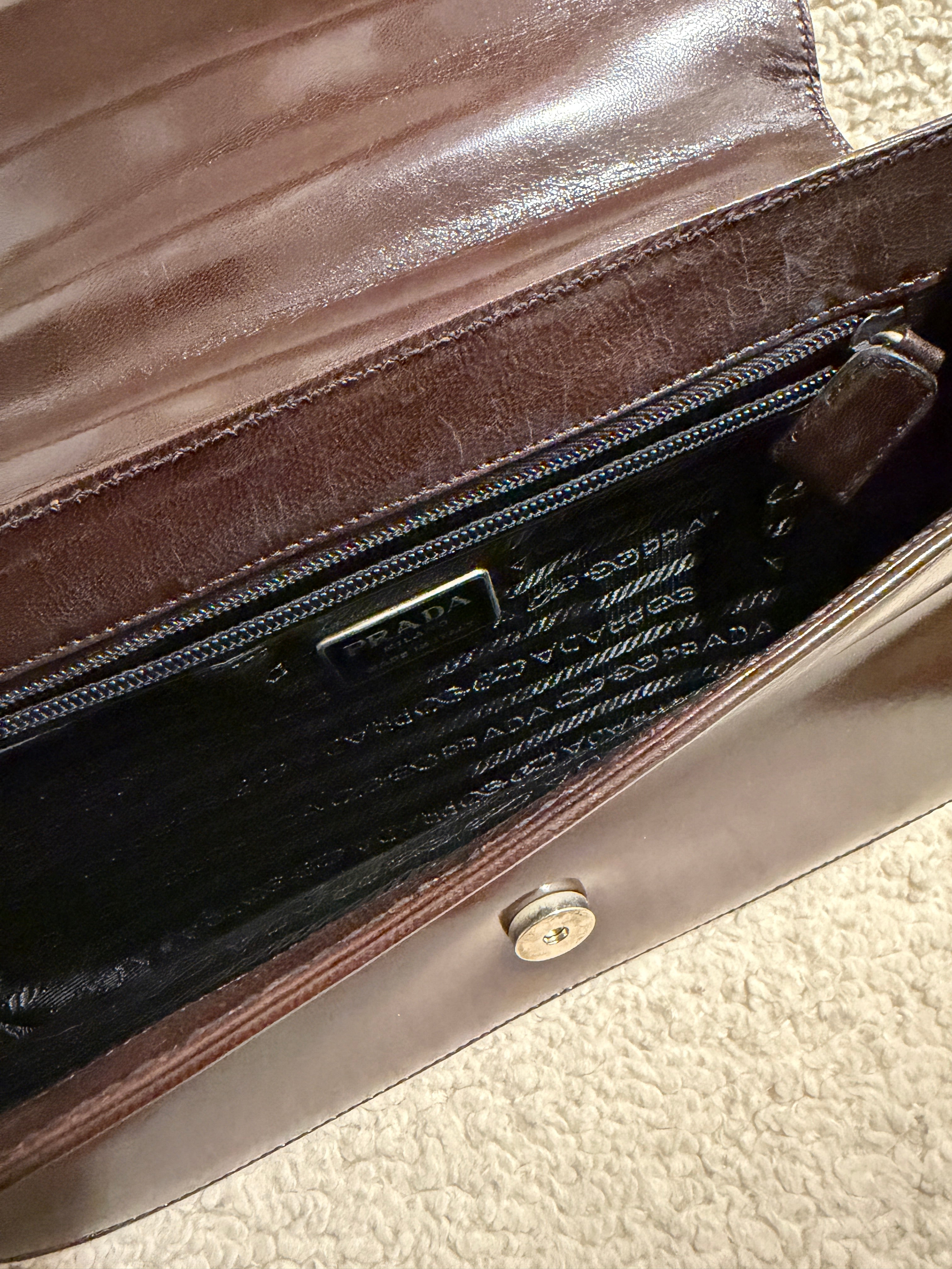 Authentic Preowned Vintage Prada Brown Leather Top Handle Bag