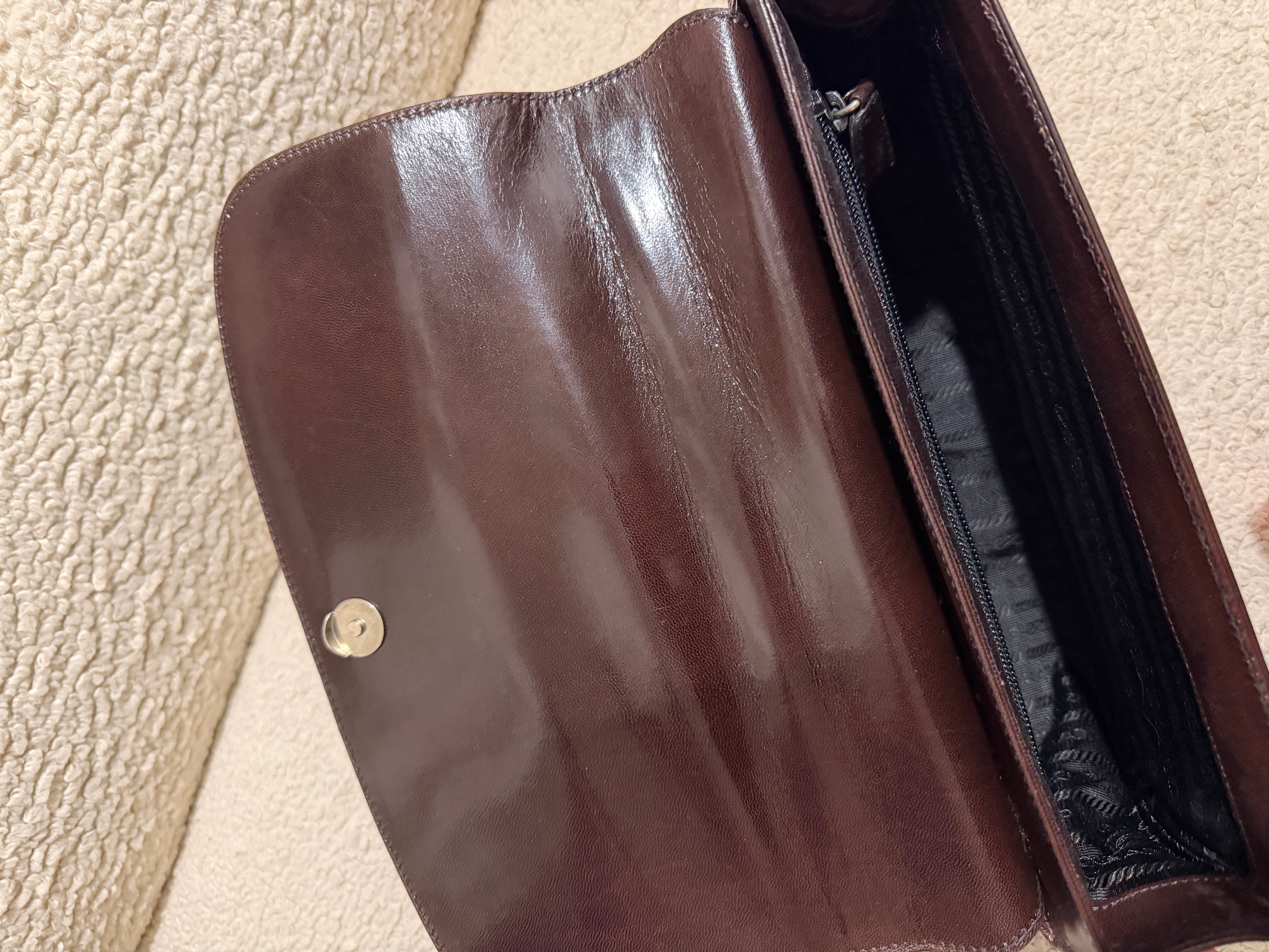 Authentic Preowned Vintage Prada Brown Leather Top Handle Bag