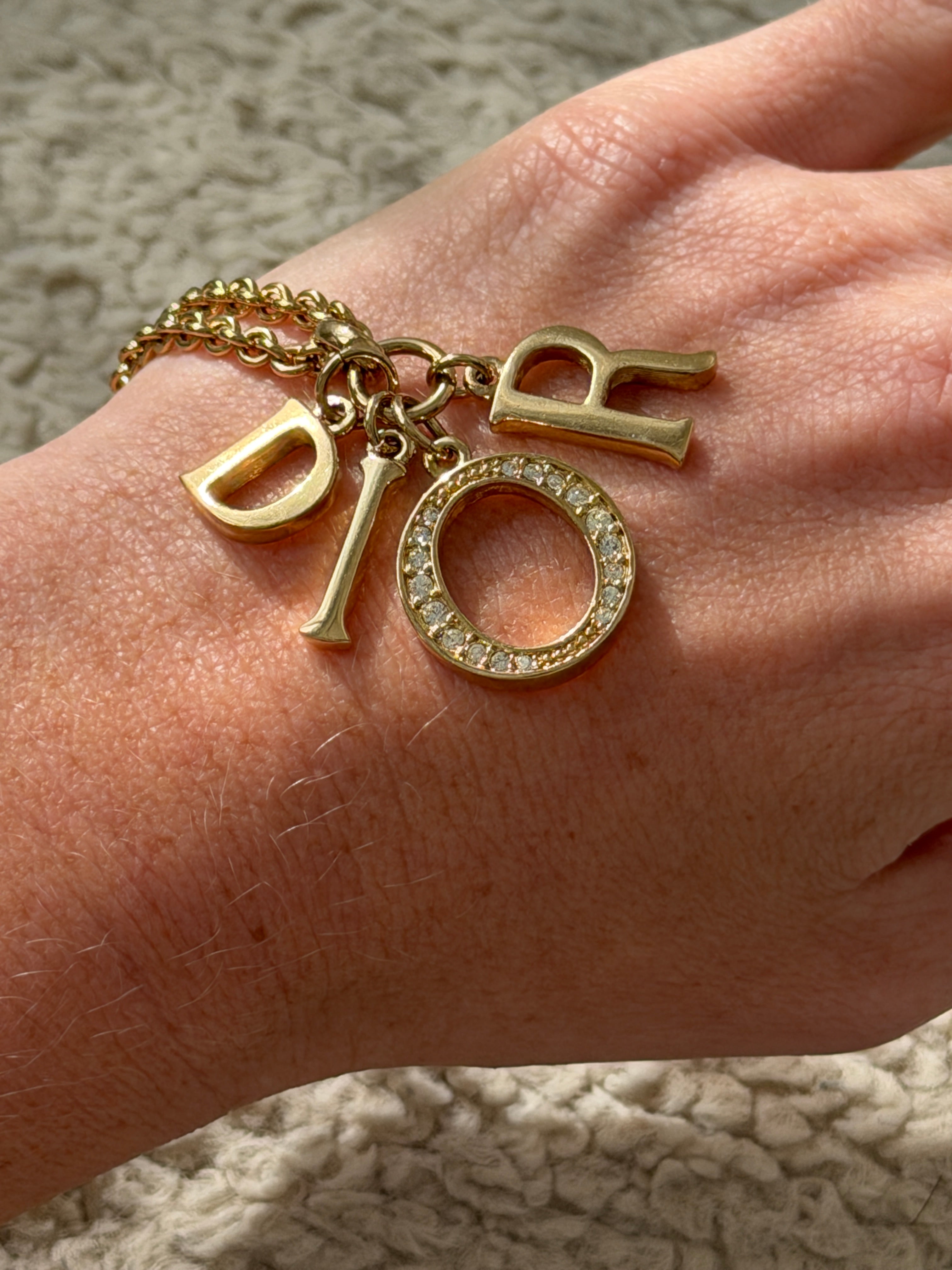 Preowned Vintage Dior Gold Tone Logo Necklace