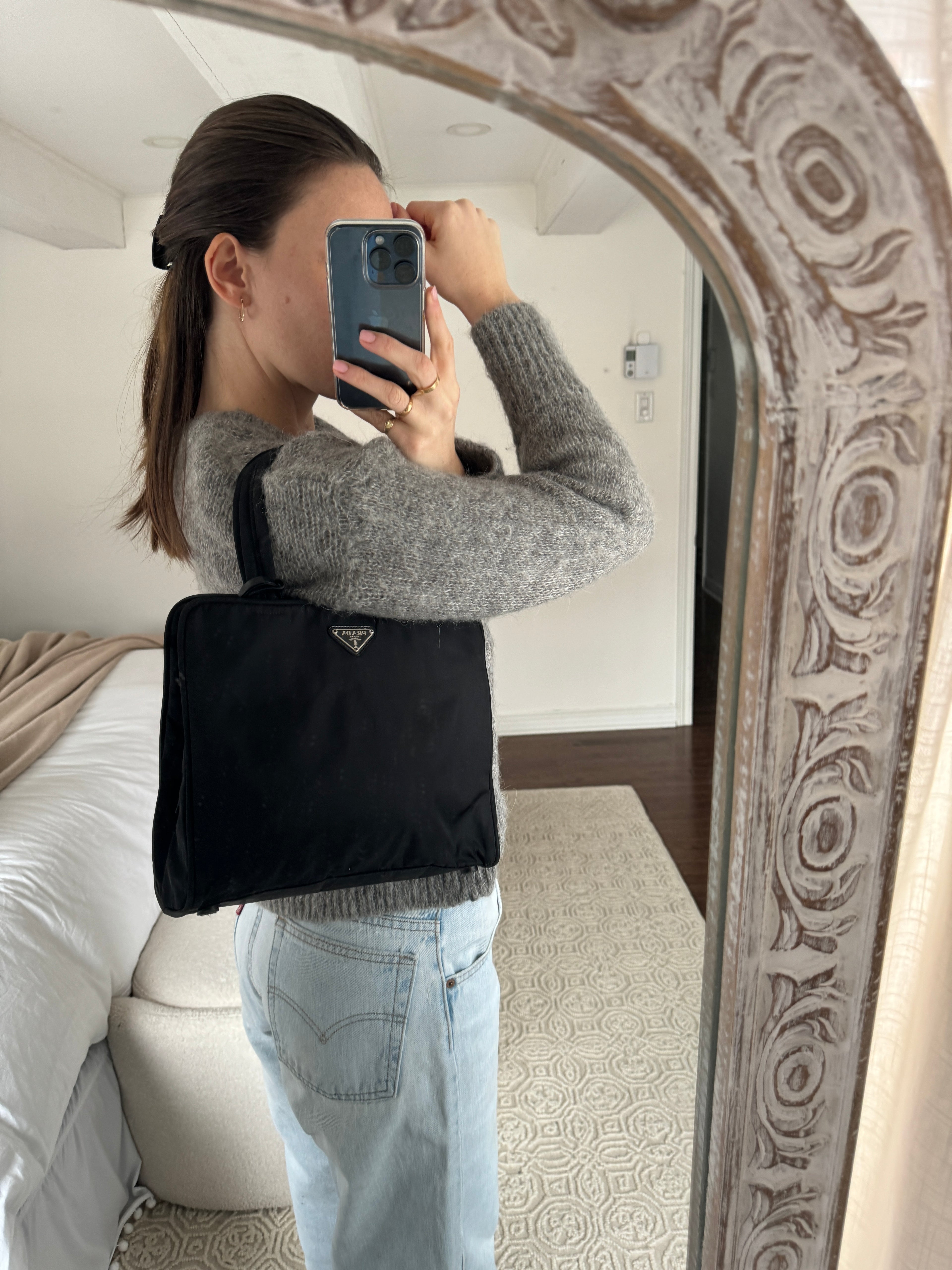 Authentic Preowned Prada Black Nylon Top Handle Bag